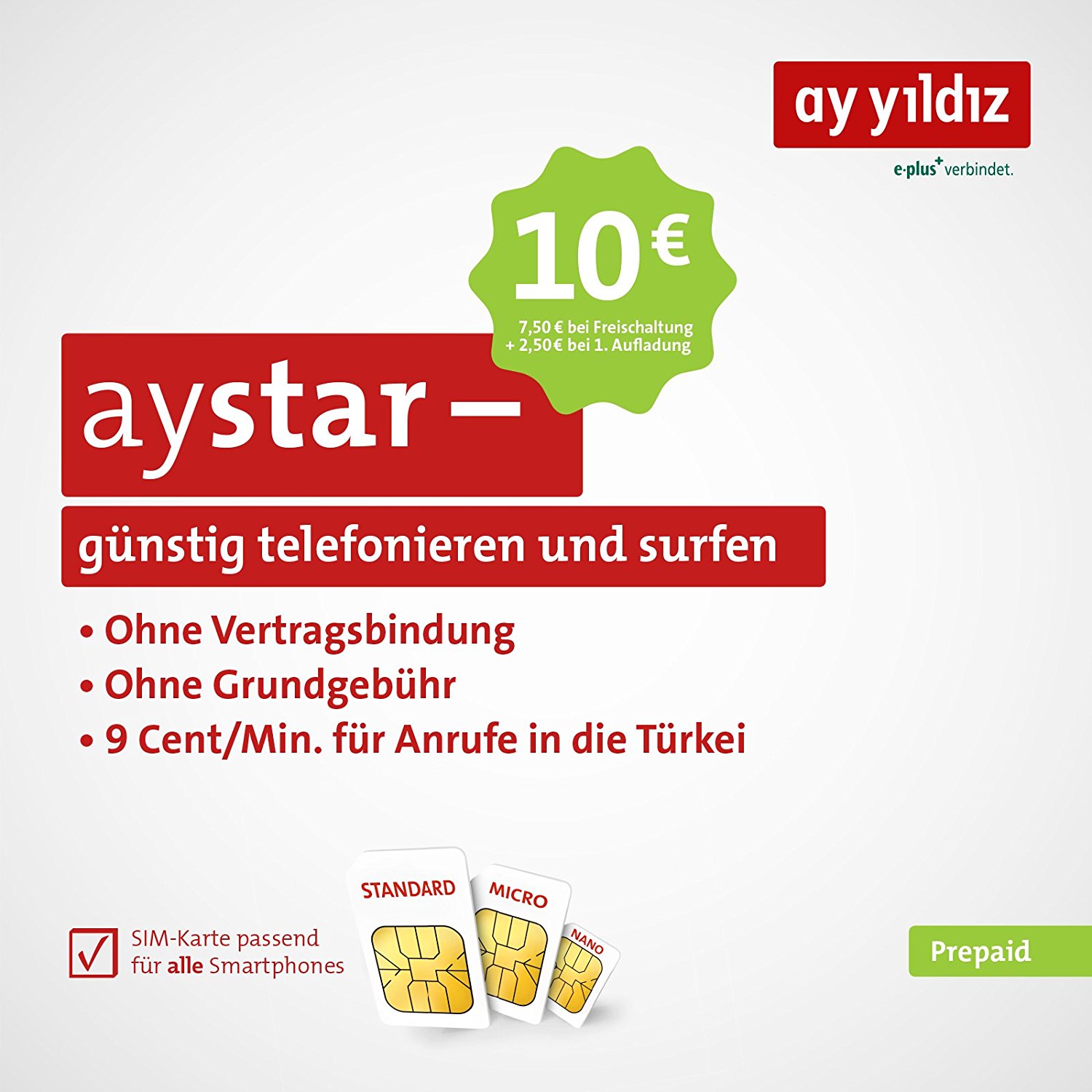 prepaid karte für türkei Gratis Ay Yildiz Prepaid Karte Mit 10 Guthaben Fur Turkei Urlaub Anrufe Mytopdeals prepaid karte für türkei