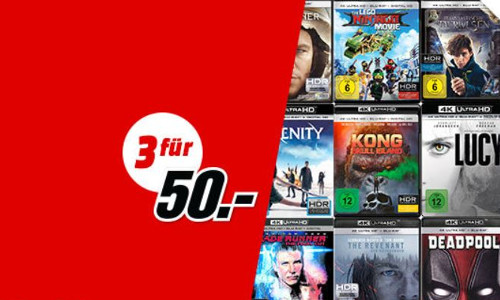 Drei 4K UHD Blu rays 50 Euro Media Markt
