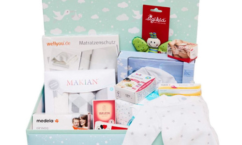 Windeln de Storchenbox Babybox mit 14 Produkten und Gutscheinen