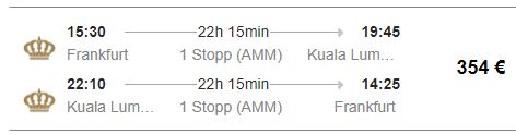 Fluege Malaysia Hin und Zurueck von Frankfurt nach Kuala Lumpur