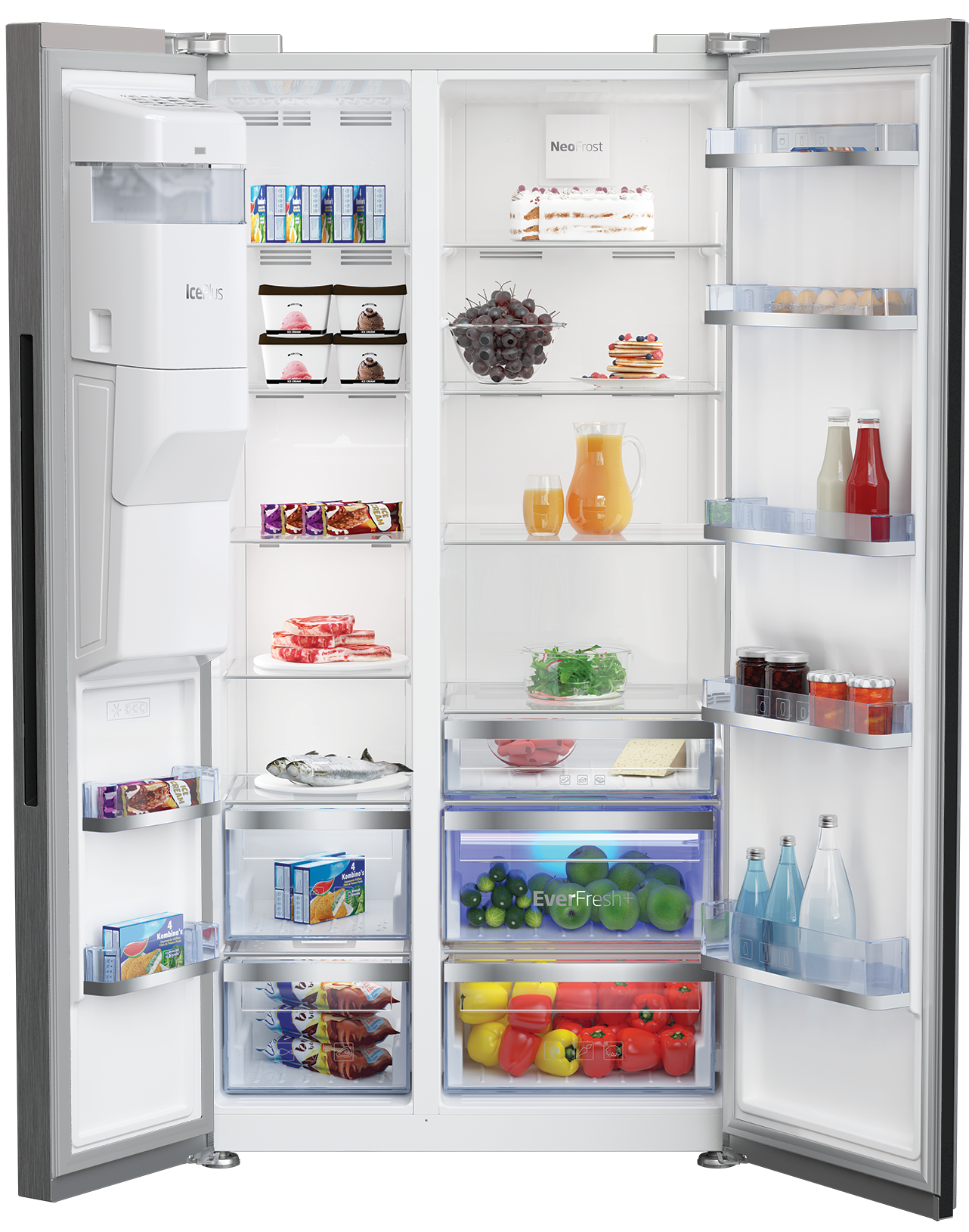 Beko Side-by-Side Kühlschrank mit Eis- und Wasserspender ...