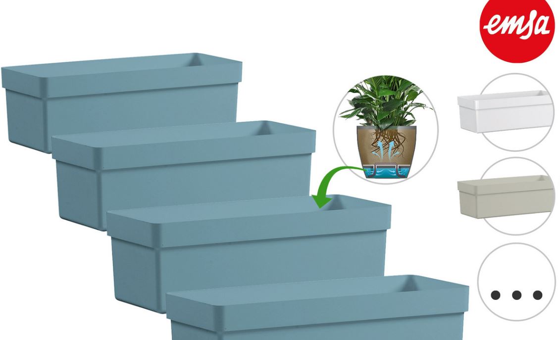 4x Emsa City Window Planter 🌿 Blumenkästen inkl. Bewässerung MyTopDeals