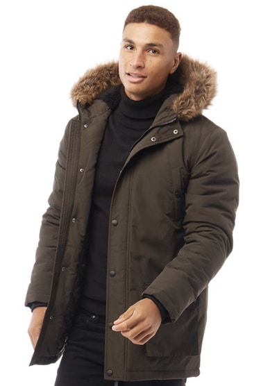 Fluid Herren Parka Jacke Dunkelkhaki