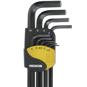 Proxxon 23946 Winkelschluesselsatz fuer Innensechskant Schrauben 9 teilig 1.5 bis 10 mm