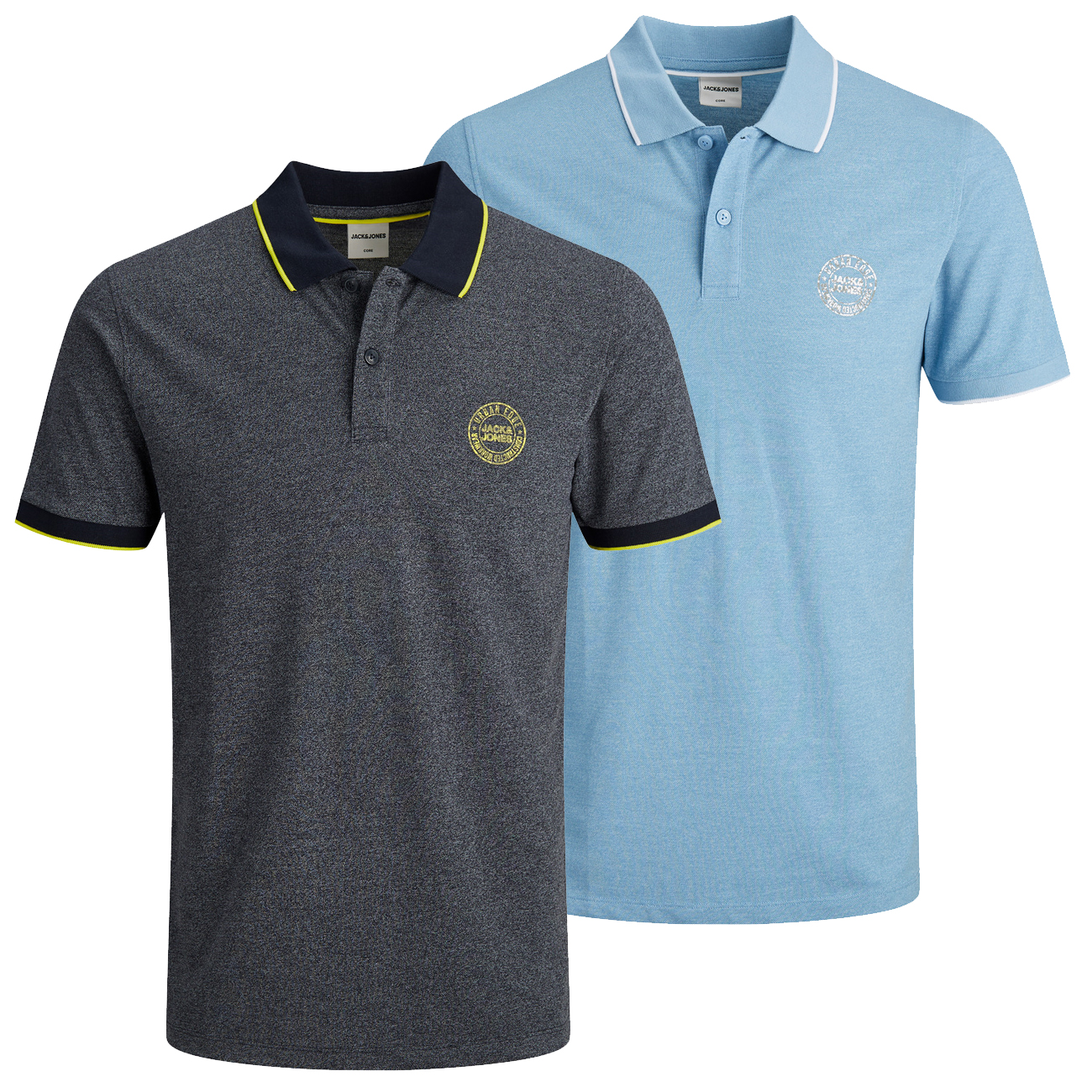 2er Pack Jack & Jones Herren Kurzarm Poloshirt JCOSIRIGU POLO