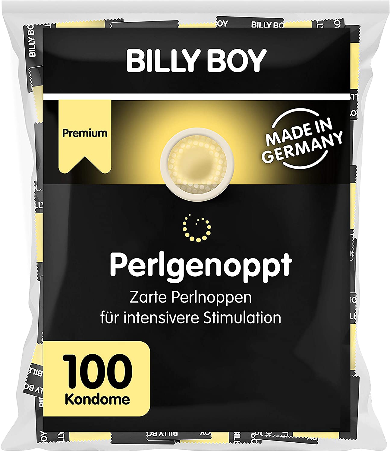 Billy Boy Perlgenoppt Kondome mit Zarten Perlnoppen Premium Großpackung , Transparent, 100er Pack