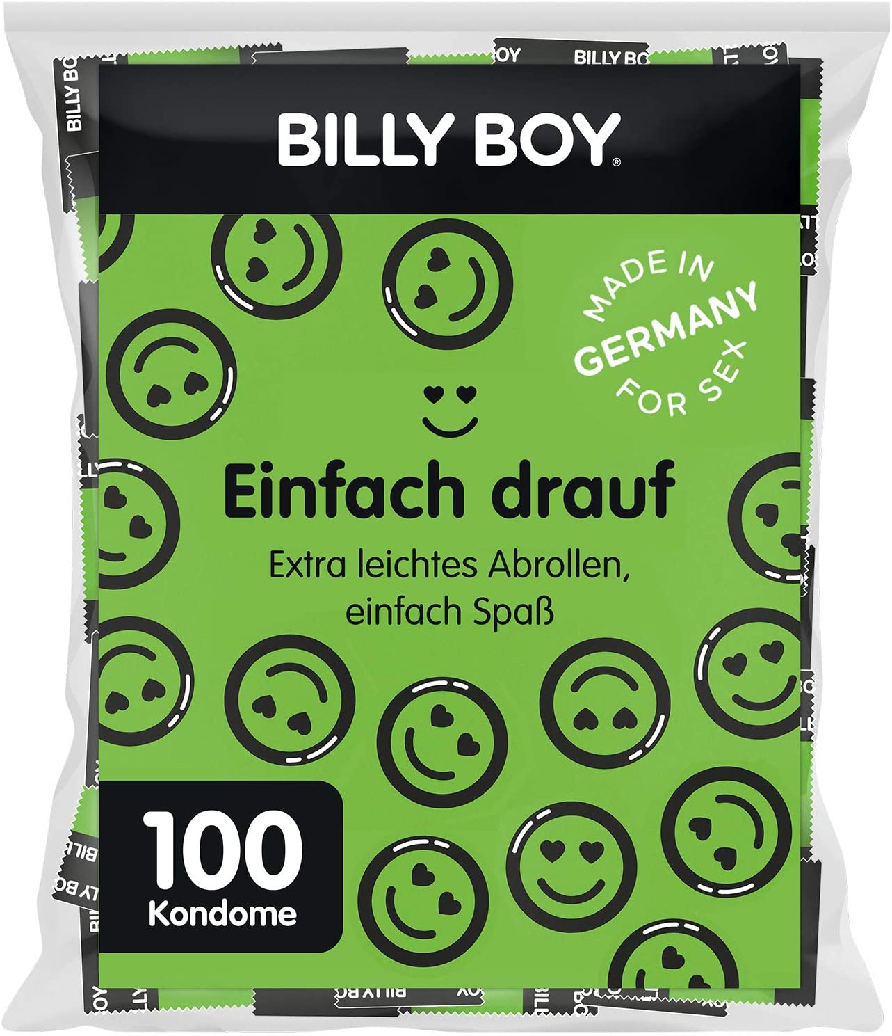 Billy Boy Einfach Drauf Kondome Pack mit Leichtes Abrollen und Komfortable Passform | Transparent | 100er Pack