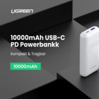 UGREEN Powerbank 10000mAh USB C Powerbank Power Delivery 18W Externer Akku kompatibel mit iPhone 11 11 max X XS XR 8 7 Samsung S10e S10 S9 S8 A50 A20e iPad Pro 2018 usw.