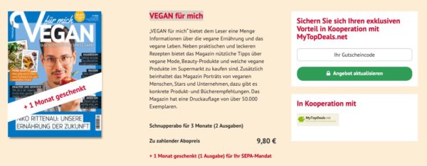 VEGAN fuer mich Abo VEGAN fuer mich Abo
