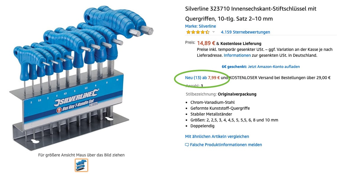 12-teiliges Kombi-Schraubenschlüssel-Set AF/Zöllig 1/4 Zoll - 1