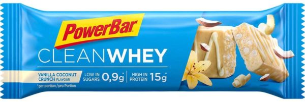 Powerbar Clean Whey: Unsere neuen Clean Whey Protein Riegel verzichten auf die Schokoladenhülle und überzeugen durch Premium Protein - ohne zu viel Zucker. Direkt nach dem Sport oder einfach zwischendurch versorgen sie dich mit hochwertigem Eiweiß Nährwerte: 15 g Protein, ca. 9,5 g Kohlenhydrate und ca. 0,9 g Zucker pro 45g Riegel. Und das bei nur ca. 143 kcal pro Riegel. Der Clean Whey ist dein praktischer Begleiter für unterwegs