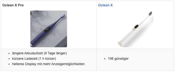 Oclean X vs X Pro