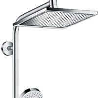 Spart Wasser, Energie und Geld: Die Durchflussmenge wird automatisch auf max. 9 l/min begrenzt – auch bei unterschiedlichem Wasserdruck (EcoSmart) Duschsystem bestehend aus: Kopfbrause (240x240mmm), Brausestange, Duscharm (350mm), Brauseschieber, Handbrause (100mm), Umsteller, Brauseschlauch (1,60m), zusätzlicher Schlauch (0,8m) zum Anschluss an bestehende Armatur (nicht enthalten: Brausethermostat) Großer Duschgenuss: Die quadratische, 240 mm x 240 mm große Kopfbrause und der Duschkopf mit einer Größe von 100 mm verwöhnen mit einem gleichmäßigen, üppigen Wasserstrom (XXL Performance) Regendusche und Frischekick: Kopfbrause mit der Strahlart Rain für üppigen Brauseregen und Handbrause mit den Strahlarten Rain sowie IntenseRain für belebenden Wassergenuss Leicht zu reinigen: Kalk lässt sich durch einfaches Abwischen über die Silikondüsen auf dem Duschkopf entfernen (QuickClean) Schnelle Strahlumstellung: direkt am Duschkopf durch Drehen der Strahlscheibe Herstellergarantie: 5 Jahre. Die Garantiebedingungen finden Sie unter „Weitere technische Informationen“. Ihre gesetzlichen Gewährleistungsrechte bleiben unberührt