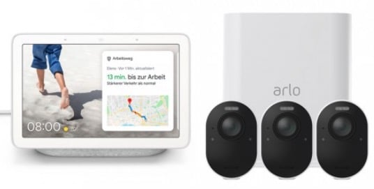 Arlo Ultra 4K Überwachungssystem mit 3 Kameras und gratis Google Nest Hub