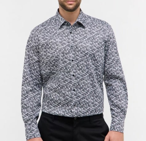 COMFORT FIT Hemd in schwarz bedruckt COMFORT FIT Hemd in schwarz bedruckt