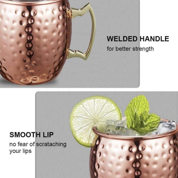 【Multifunktional Moscow Mule】 Die hochwertigen Materialien und die doppelwandige Konstruktion halten das Getränk oder den Cocktail eiskalt und können den vollen Geschmack entfalten; Auch für Ingwer Bier, Bier, Wodka, Bier, Gin, Rum, Tequila, Whisky, Wein, Wasser, Apfelwein, Eistee 【Copper Kupferbecher】 100% reine Verkupferung, Innenwand aus Edelstahl; absolut geruchlos, umweltfreundlich und ohne geschmack. Empfehlen Sie den Geschirrspüler nicht zum Reinigen, es wird Handwäsche empfohlen. 【Top Qualität Kupferbecher】 100% reines Kupfer, das Ihre Lippen einfrieren wird, ungefüttert. SUPERSUN stellt sicher, dass nur Produkte von erstklassiger Qualität mit authentischem Aussehen und nur mit reinen Materialien hergestellt werden. Wenn Sie auf der Suche nach einem sensationellen Erlebnis sind, kaufen Sie es und Sie werden nie aufhören, Ihren eisigen Cocktail zu genießen. 【Handgemacht Mule Becher】 Jeder Becher ist aufwendig handgefertigt und hat durch Präzision absolute Langlebigkeit und Haltbarkeit; In diesem Fall wird der Becher nach dem traditionellen Herstellungsverfahren hergestellt 【Service】 SUPERSUN bietet 24 Stunden / 7 Tage Service. Gerne können Sie uns bei Qualitätsproblemen kontaktieren. Wir werden unser Bestes geben, um Ihnen zu helfen.