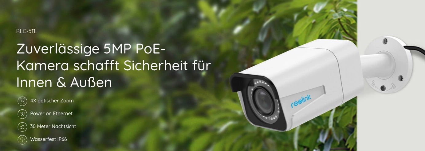 Reolink RLC-511 PoE Überwachungs-Kamera mit 30m Nachtsicht & mehr