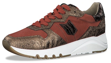 Tamaris Leder-Sneakers in Gold/ Rot