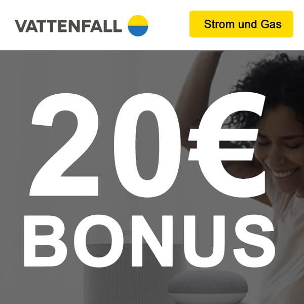 Svinde bort Fahrenheit enhed ⚡ Vattenfall Strom & Gas mit 20€ Bonus + gratis Google oder SONOS Prämie -  MyTopDeals