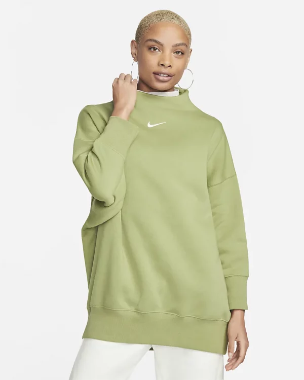 Nike Sportswear Phoenix Fleece UEberextragrosses Stehkragen Sweatshirt mit 34 AErmel fuer Damen