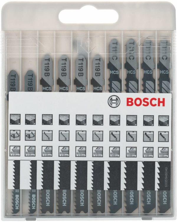 Professionelles Bearbeiten von Weichholz, Sperrholz, Span, Tischler und Faserplatten 10 Stichsägeblätter (2 x T 119 BO, 4 x T 119 B, 4 x T 111 C) Für Stichsägen aller Elektrowerkzeugmarken mit T-Schaftaufnahme