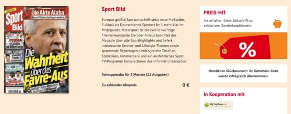 GRATIS 3 Monate Sport Bild