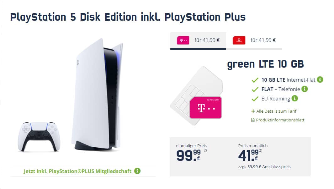 playstation 5 mobilcom green lte telekom vodafone