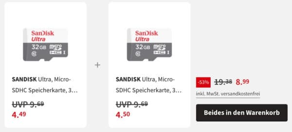 2x 32GB SanDisk Ultra microSD