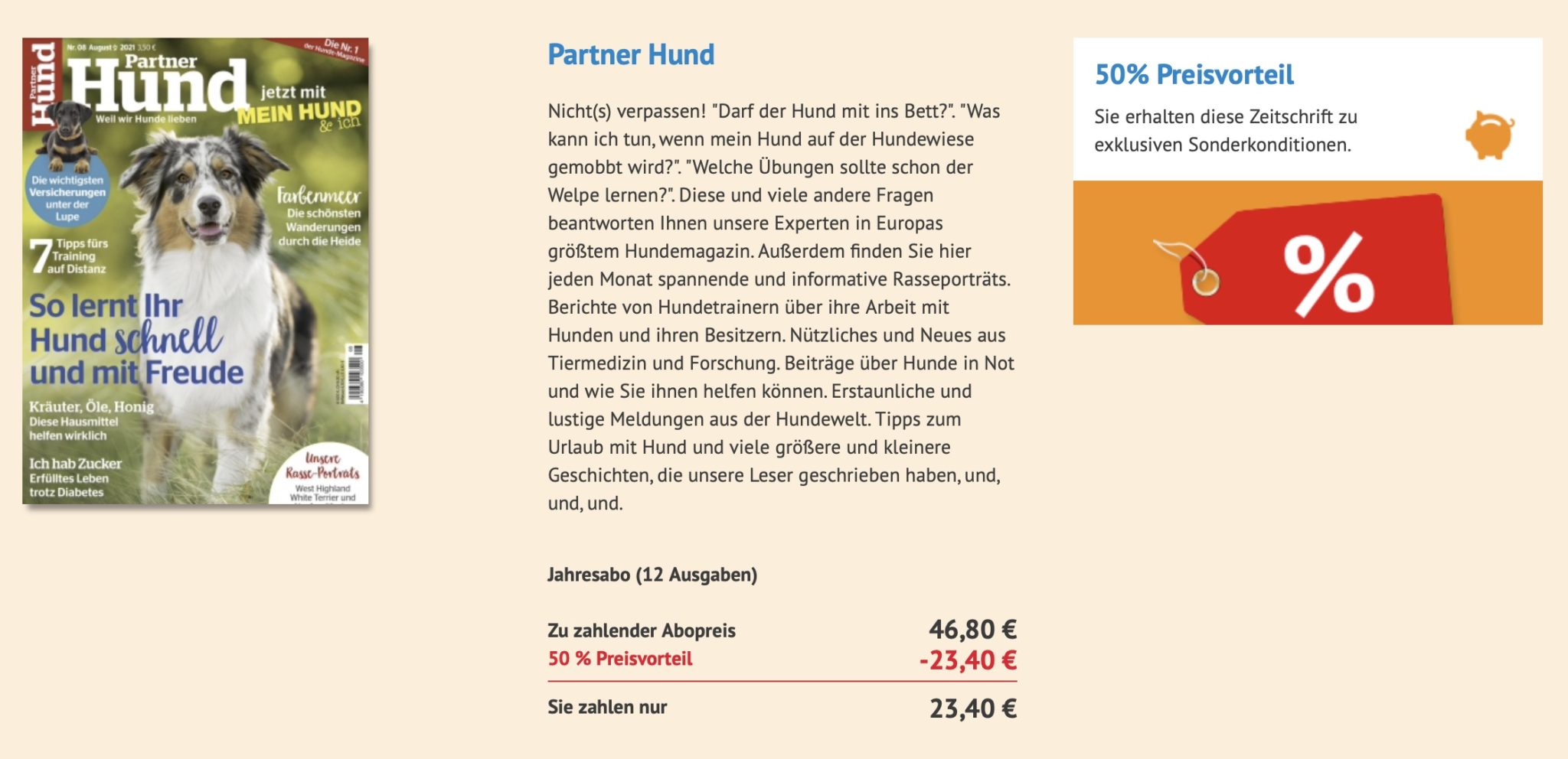 🐶🐕 Jahresabo "Partner Hund" für 23,40€ MyTopDeals