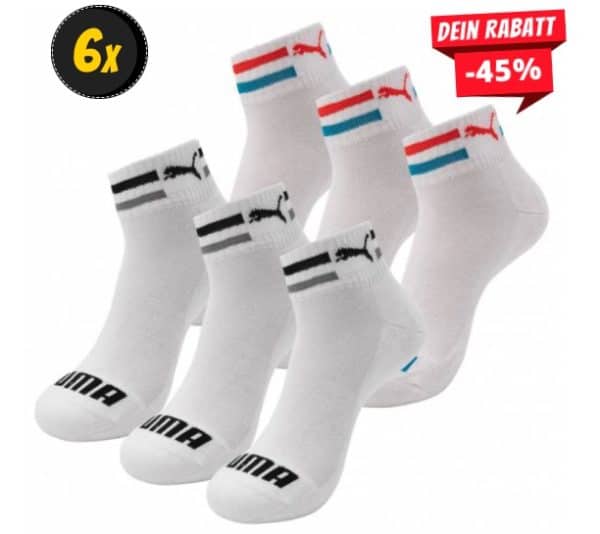 PUMA Cushioned Kinder Quarter-Socken 6 Paar 224499001-300