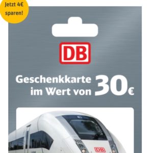 30€ Geschenkkarte der Deutschen Bahn für 26€ bei Rewe - auch online