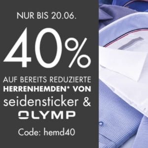 Galeria 40% Gutschein auf Olymp Seidensticker Sale Hemden