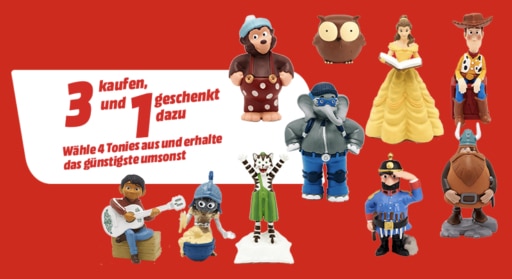 Vier Tonie-Figuren zum Preis von drei bei Media Markt