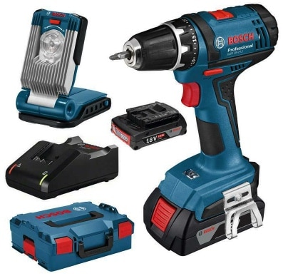 Bosch Akku-Bohrschrauber GSR 18-2-LI inkl. 2 Akkus 2,0 Ah, GLI VAriLED + L-Boxx