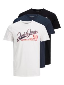 Multipack Tees Jack & Jones JJELOGO TEE SS O-NECK 2 COL SS21 3PK MP black