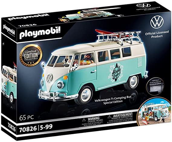 PLAYMOBIL 70826 Volkswagen T1 Camping Bus als hellblauer Surfer-Van, Special Edition