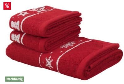 my home Handtuch Set Weihnachten Set 3-tlg rot