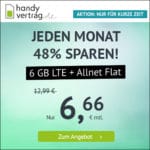 🎉 o2 6GB LTE Allnet-Flat für 6,66€ (mtl. kündbar!)
