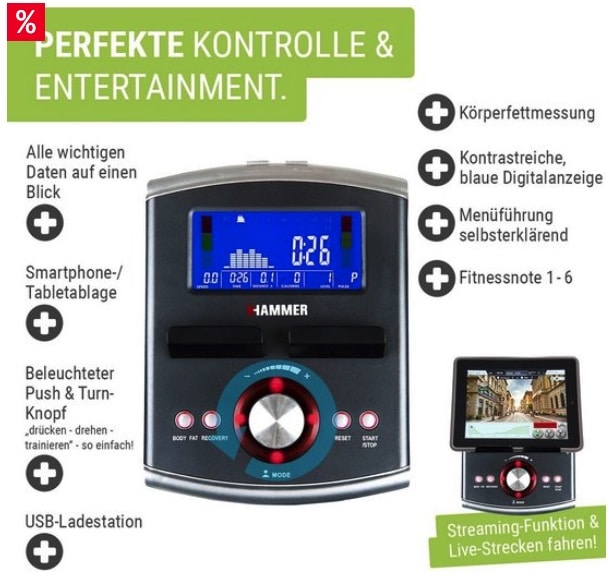 💪😃 Hammer EllipsentrainerErgometer "SpeedMotion BT" MyTopDeals