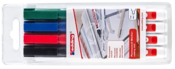 edding 400 Permanentmarker - schwarz, rot, blau, grün - 4 Stifte