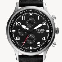 Fossil Uhr Chronograph Retro Pilot Leder schwarz