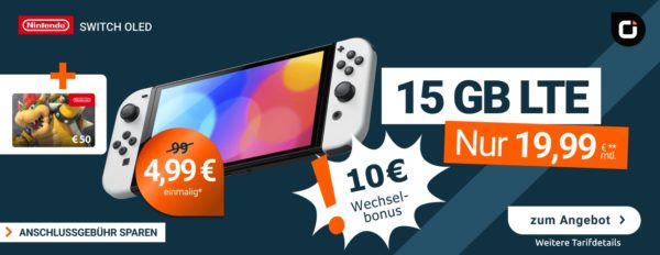 Nintendo Switch OLED Weiss Nintendo 50 Euro eShop Gutschein Otelo Allnet Flat Classic Teaser
