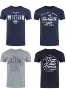 4er Pack Mustang Herren T-Shirt mit Frontprint und Rundhalsausschnitt