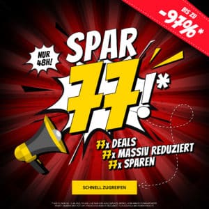 Sportspar SPAR77-Sale 🤩👕 77 Artikel stark reduziert, z.B. Shirts, Socken, Sneaker & mehr