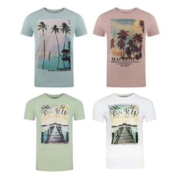 riverso Herren Rundhals T-Shirt RIVLukas in 4 Farben & Aufdrucken 100% Baumwolle Sommer Shirts - 4er Pack