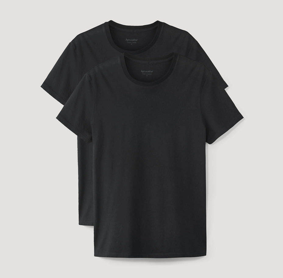 2 Basic Shirts aus reiner Bio-Baumwolle in schwarz