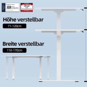 ALLDREI elektrisch stufenlos höhenverstellbarer Schreibtisch