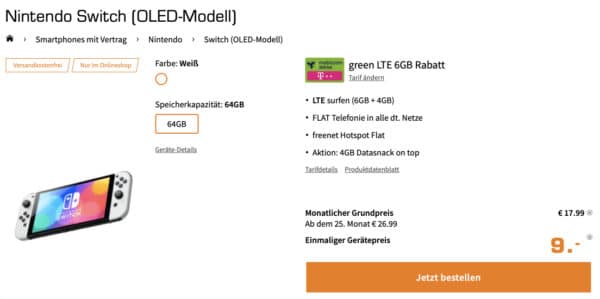 Nintendo Switch OLED Modell mit Vertrag  Saturn Tarifwelt 2022 07 06 12 38 37