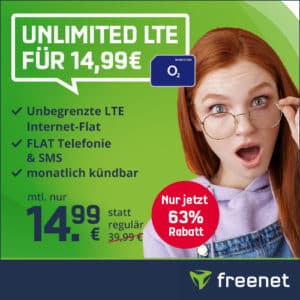 [Endspurt] Mtl. kündbar 🚀 o2 Unlimited Smart 😲 unlimitiertes Datenvolumen (10 Mbit/s) für 14,99€ mtl.