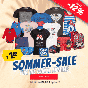 Sun City Sommer-Sale ☀️ bei SportSpar, z.B. Batman Shirts, Wonder Woman Pyjamas & mehr